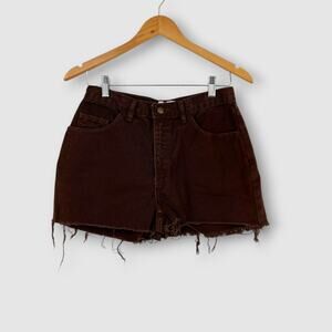 90s Vintage Moda International Brown Denim Cutoff Shorts Size 10